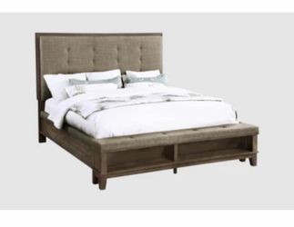 Upholstered Bed Frame with Storage Bench Footboard