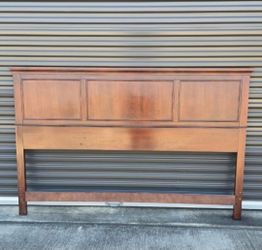 Wooden Bed Frame-King Size Traditional Triple Panel Wood Headboard