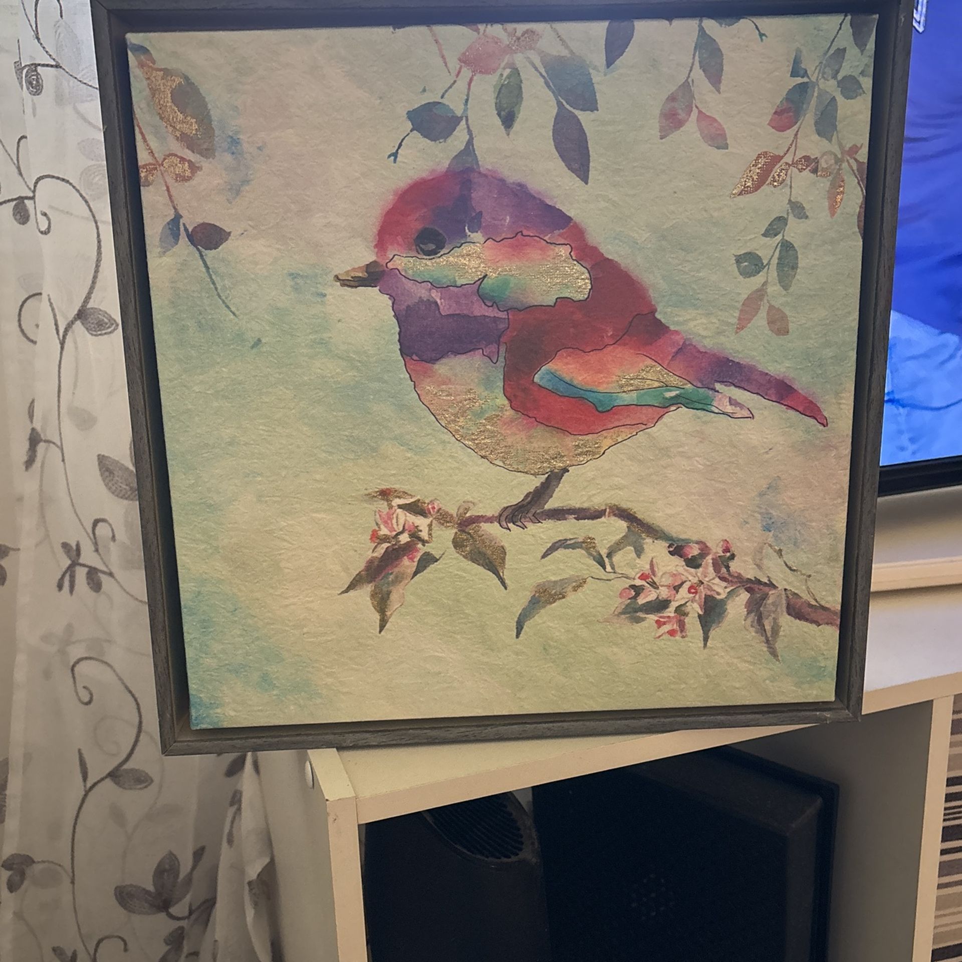 Pretty Bird Painting In A Boxed Frame