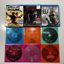 Set Of Blue-Ray And DVD Movies Starring Denzel Washington.