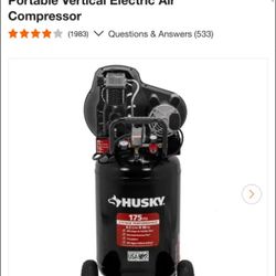 Husky 30 Gal. 175 PSI Oil Lubed Belt Drive Portable Vertical Electric Air Compressor