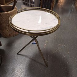 Metal Side Table With Marble Top 