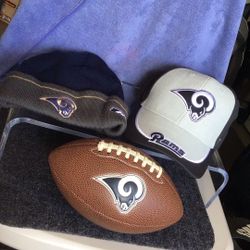 Rams Youth Cap /beanie/and Mini Football 