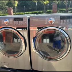 ⭐️NICE CLEAN SAMSUNG STAINLESS STEEL FRONT LOAD WASHER AND DRYER SET ⭐️
