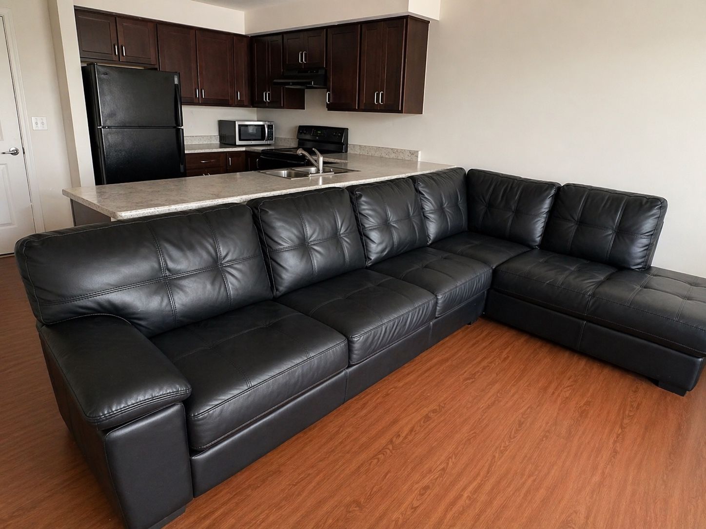 Black Leather Sectional
