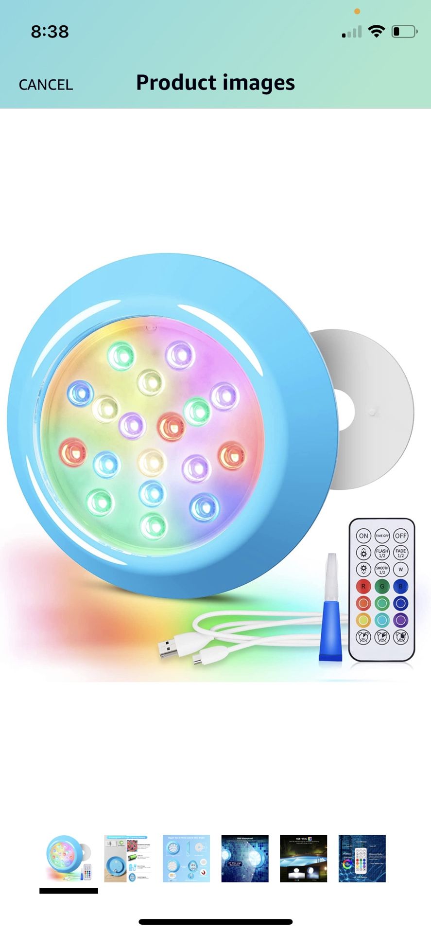 Rechargeable LED Pool Lights, 5.9" RGBW Submersible Led Lights with Remote