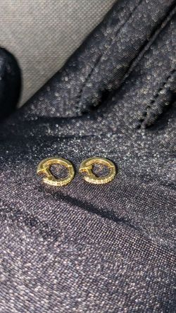 14K Yellow Gold And Natural Pave Diamond Huggies Earrings 