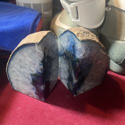 Genuine Blue Banded Agate Bookends From Brazil.