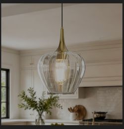 Rayogale Gold Pendant Light Kitchen Island, 9.4 Inch, Clear Glass, 1 Pack