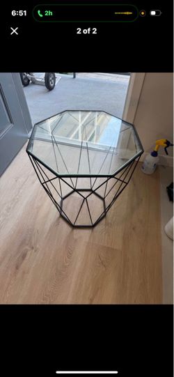 Geometric Glass Top Side Table
