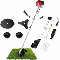 COOCHEER 58cc Gas Weed Eater 4 in 1 Gas Powered Weed Wacker 18.5" Cutting Path 2-Cycle Brush Cutter with 4 Detachable Heads Straight Shaft Weed Trimme