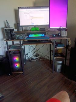 *MOVING SALE* Gaming Desk with Shelves and Metal Frame
