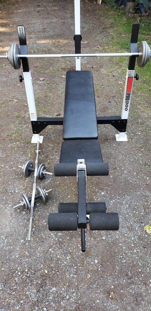 Weider Pro 900 Bench Press With Weights Bars