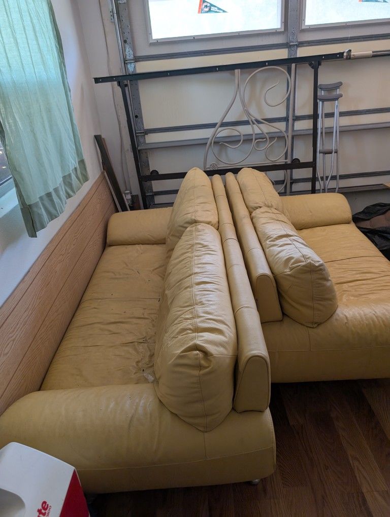 Yellow Leather Sofa Set