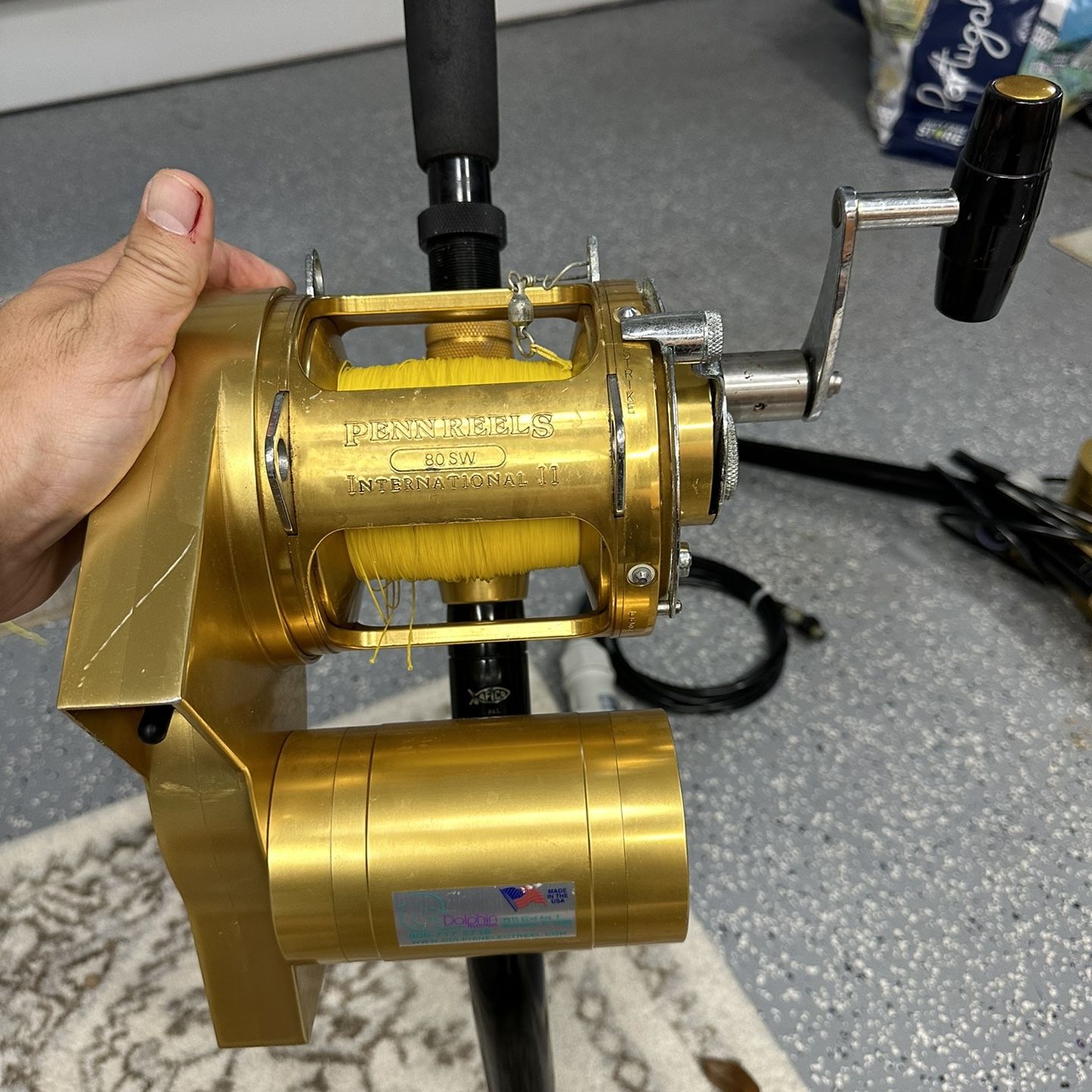 dolphin electric fishing reels Kraken Reel and Saltflow Boat Rod Combo for Saltwater front brake Vintage OLYMPIC DOLPHIN 614 Conventional