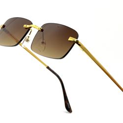 Sunglasses Brown Lens Rimless Casual Style Outdoor Fashion Style Lentes Gafas 