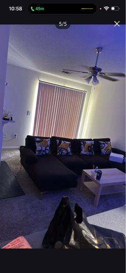 Black sofa pillows included