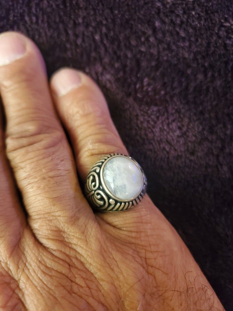 Vintage ONS 80'S Moon stone Sterling Silver Rings Size 6 unisex