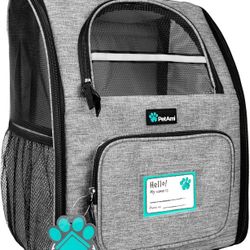 PetAmi Deluxe Pet Backpack Carrier – Heather Gray | Ventilated, Airline-Friendly, Small Dogs & Cats