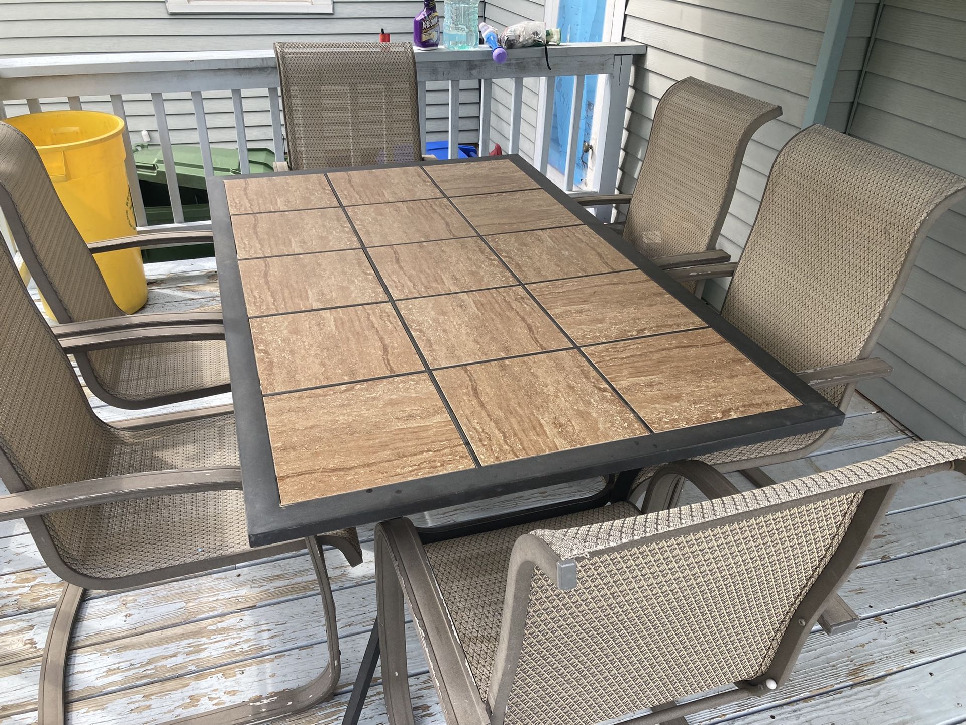 Outdoor Table And 6 Chairs. Umbrella Included for Sale in Evesham, NJ