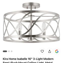 New In Box Large Chandelier Light Fixture Lamp Nickel 