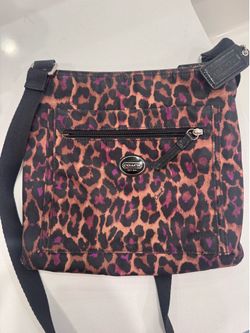 Coach Ocelot Leopard Crossbody Bag brown black purple