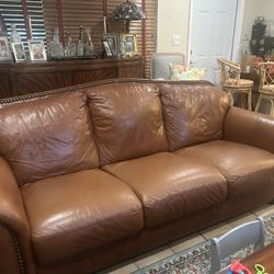 Brown Leather Couch 