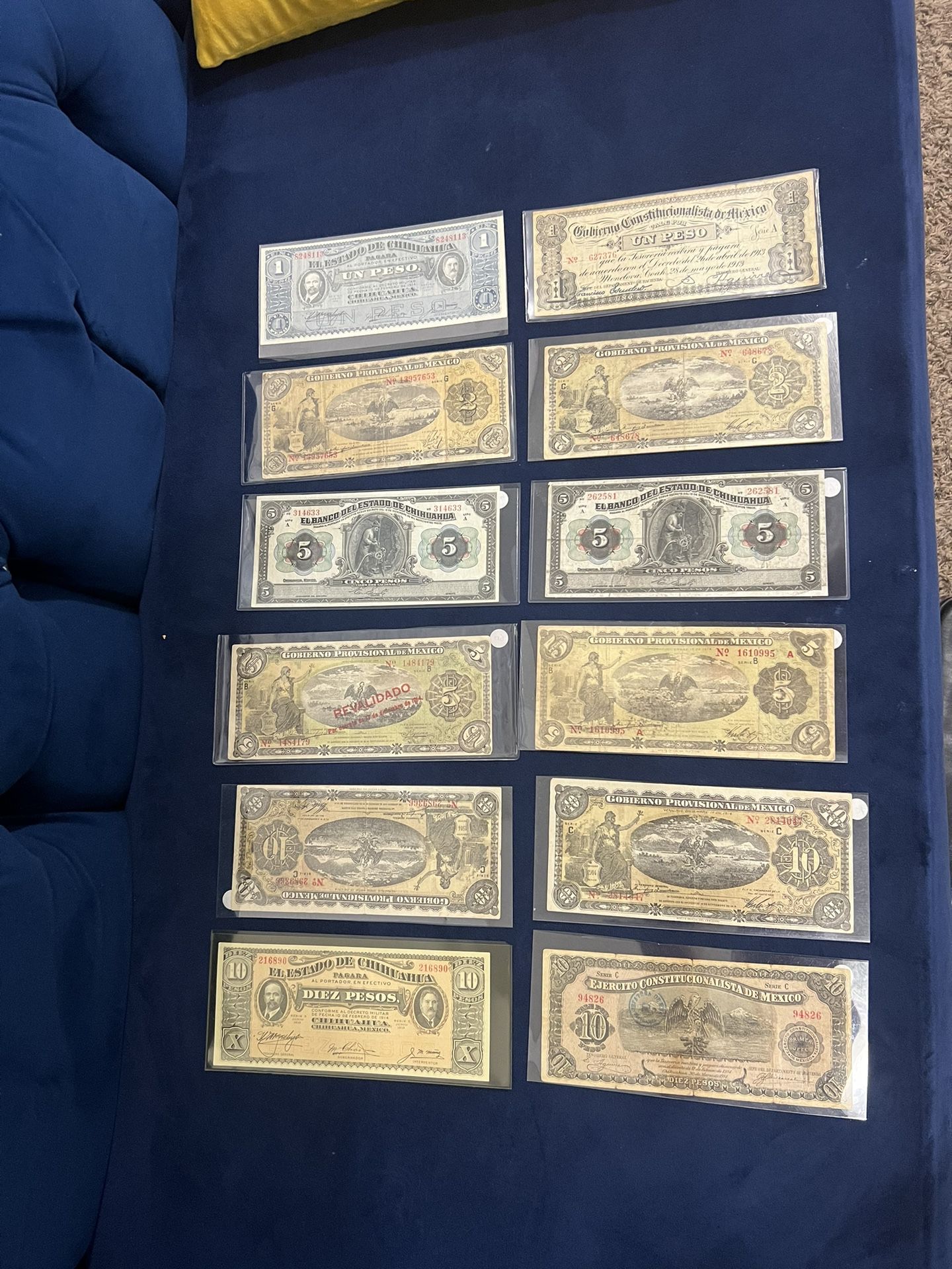 Old Mexican Currency (1913,1914,1915) 12 bills 
