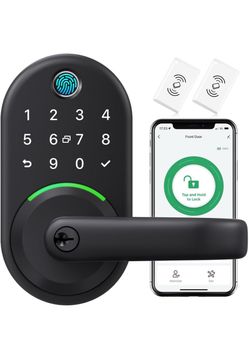 Yamiry Bluetooth Keypad Fingerprint Smart Lever Door Lock Black Key Fob