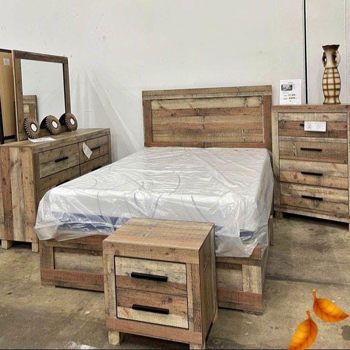 Rustic Brown Bedroom Sets Queen or King Beds Dressers Nightstands Mirror and Chests Finance and Delivery Available