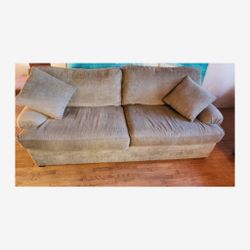Green Upholstered Sofa & Matching Armchair Set