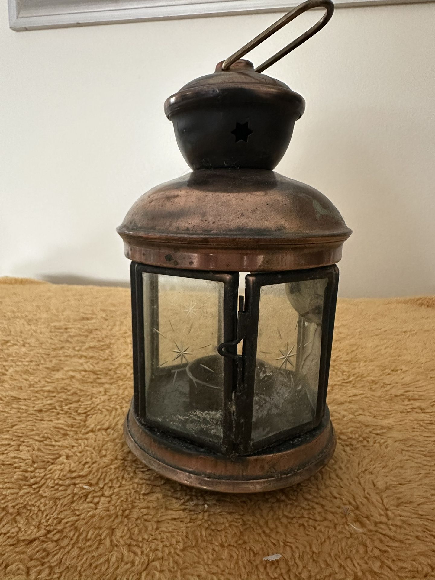 Vintage Small Copper Candle Lantern