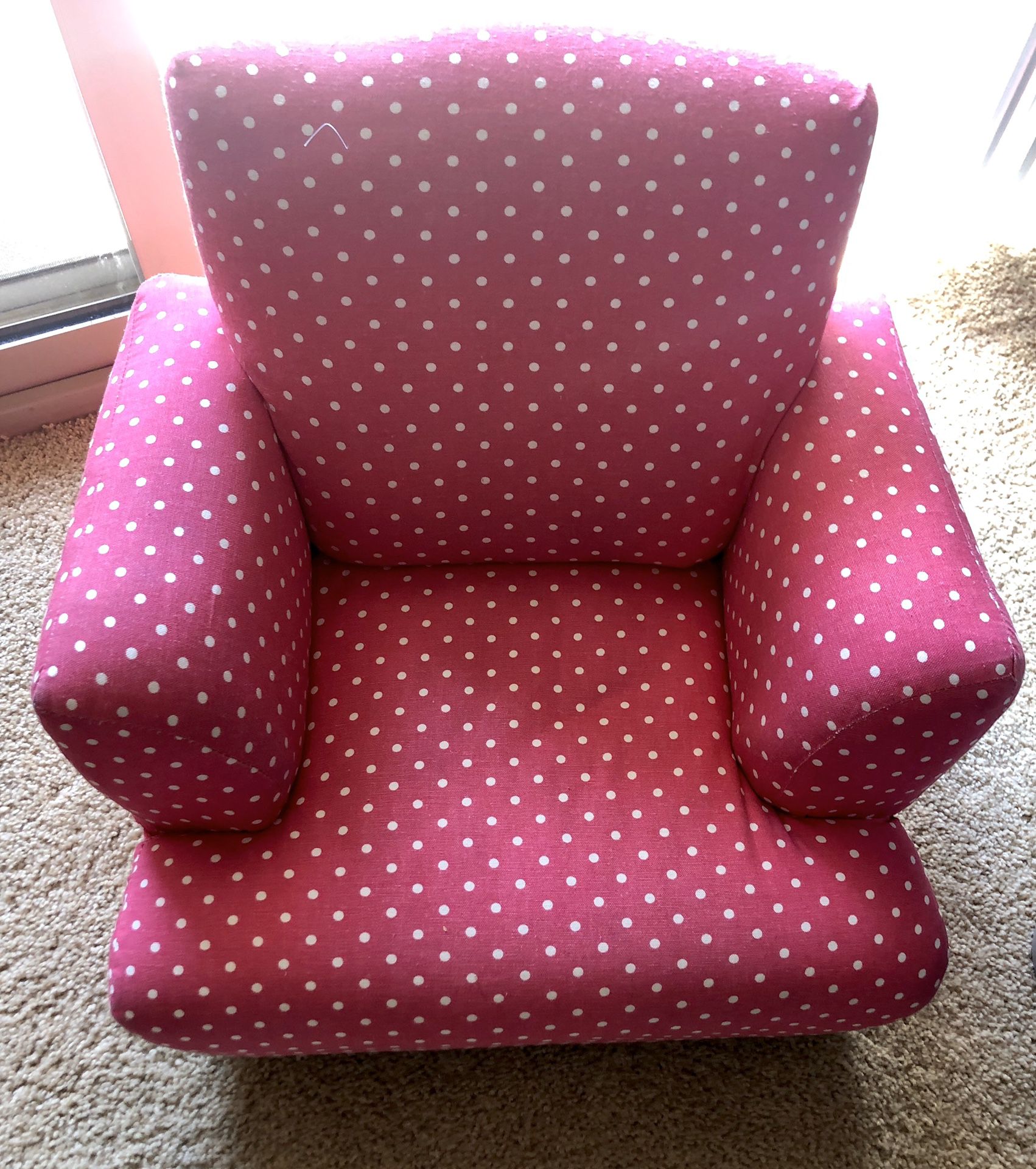 Upholstered Kids Rocking Chair - Pink with Polka Dots