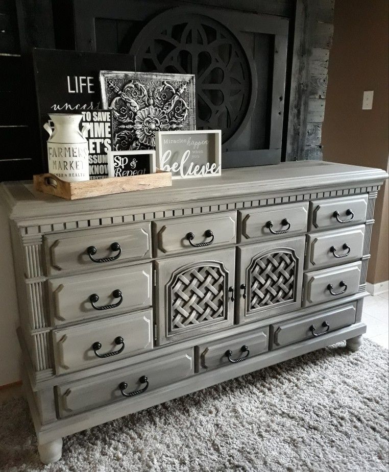Oversized Rustic Grey Dresser 
