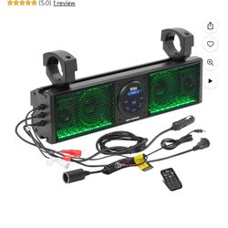 BOSS Audio Systems BRT18RGB ATV UTV Sound Bar - 18 Inches Wide, 4 Inch Speakers, Full Range, 1 Inch Tweeters, IPX5 Weatherproof, Bluetooth, Built-in A