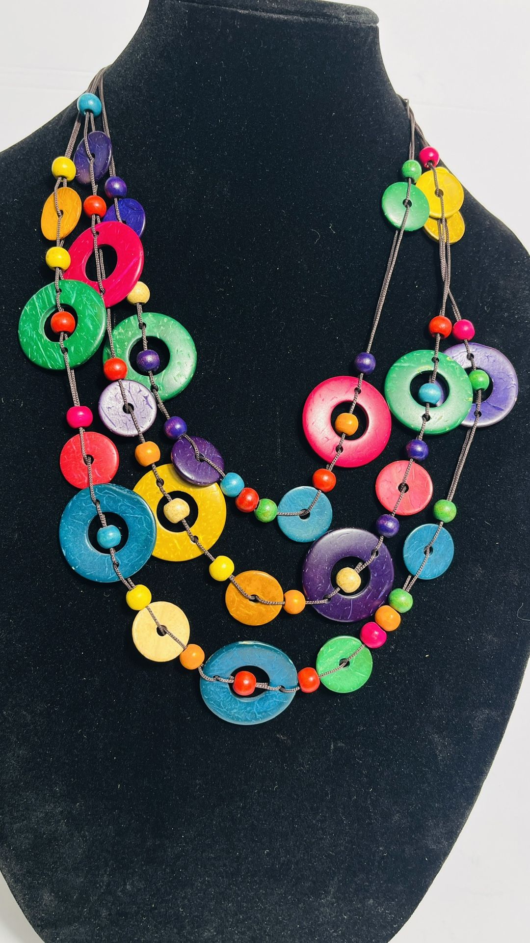 Necklace, fiesta colorful San Antonio Multi-Strand Statement Necklace - Colorful Boho Wood