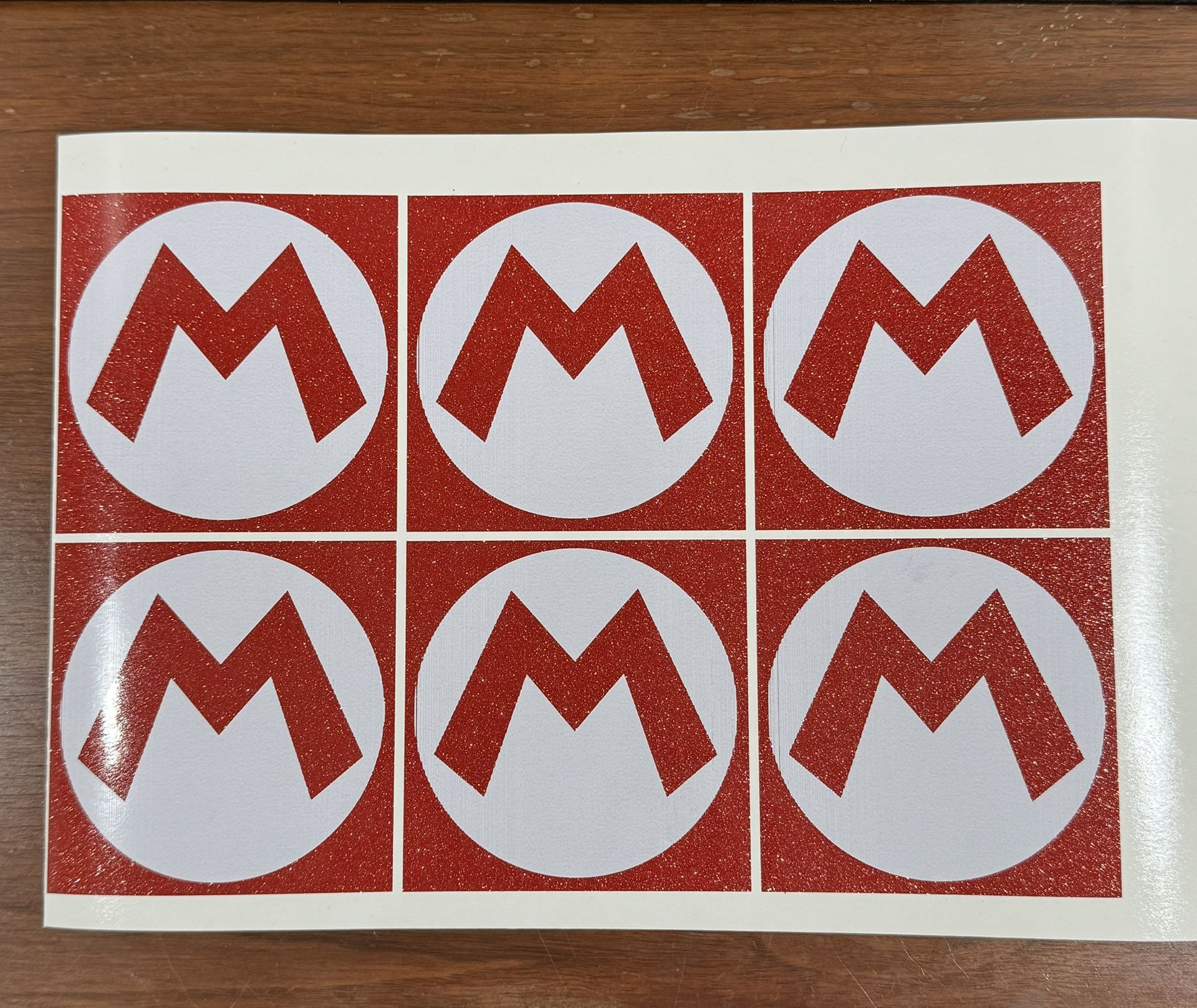 Red Sparkle Mario Vinyl Sticker Decal