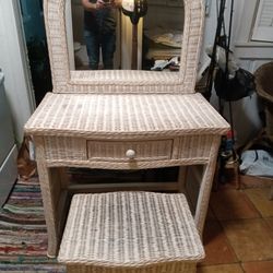 Mini Vanity Table Wicker