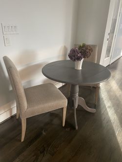 Gray Wood Table And Chairs ..chairs are Crate And Barrel! 