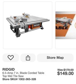 RIDGID 6.5-Amp 7 in. Blade Corded Table Top Wet Tile Saw