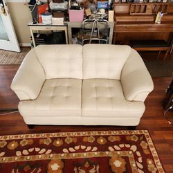 White Leather Couch 7 Ft or 6ft