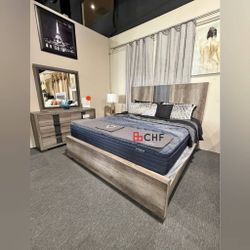 4 Piece Queen  Size Bedroom Set ( Included bed frame ,dresser ,mirror ,nightstand )
