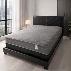 NEW BED FRAME QUEEN SIZE WITH MATTRESS AND BOX SPRING