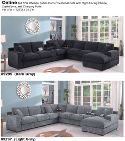 BIG SECTIONAL W/ CUP HOLDERS & CHARGING PORT