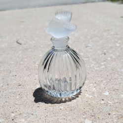 Vintage Cut Glass Perfume Decanter Bottle W Dove Stopper 