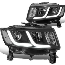 2014 - 2016 Jeep Grand Cherokee [Halogen Model] LED DRL Projector Headlights black 