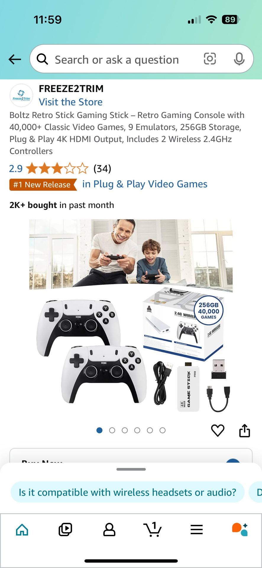 Boltz Retro Stick Gaming Stick – 40,000+ Classic Video Games, 9 Emulators, 256GB Storage, Plug & Play 4K HDMI Output, Includ