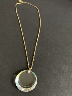 12k gold plated necklace with sparkly crystal pendant 20” inches long