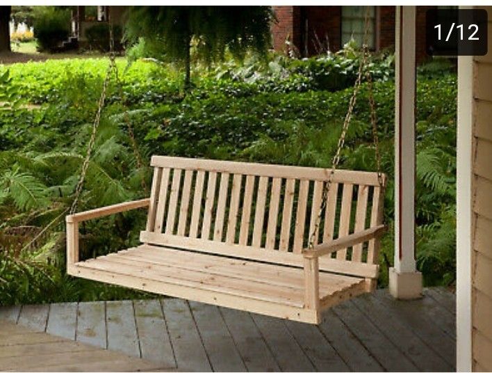 Songsen Outdoor Unfinished 4FT Wooden Porch Swing Chair Patio Deck Garden Furnit $150.48