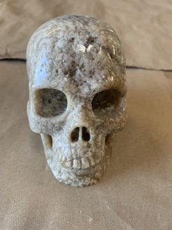 Pink Ocean Agate Stone Skull